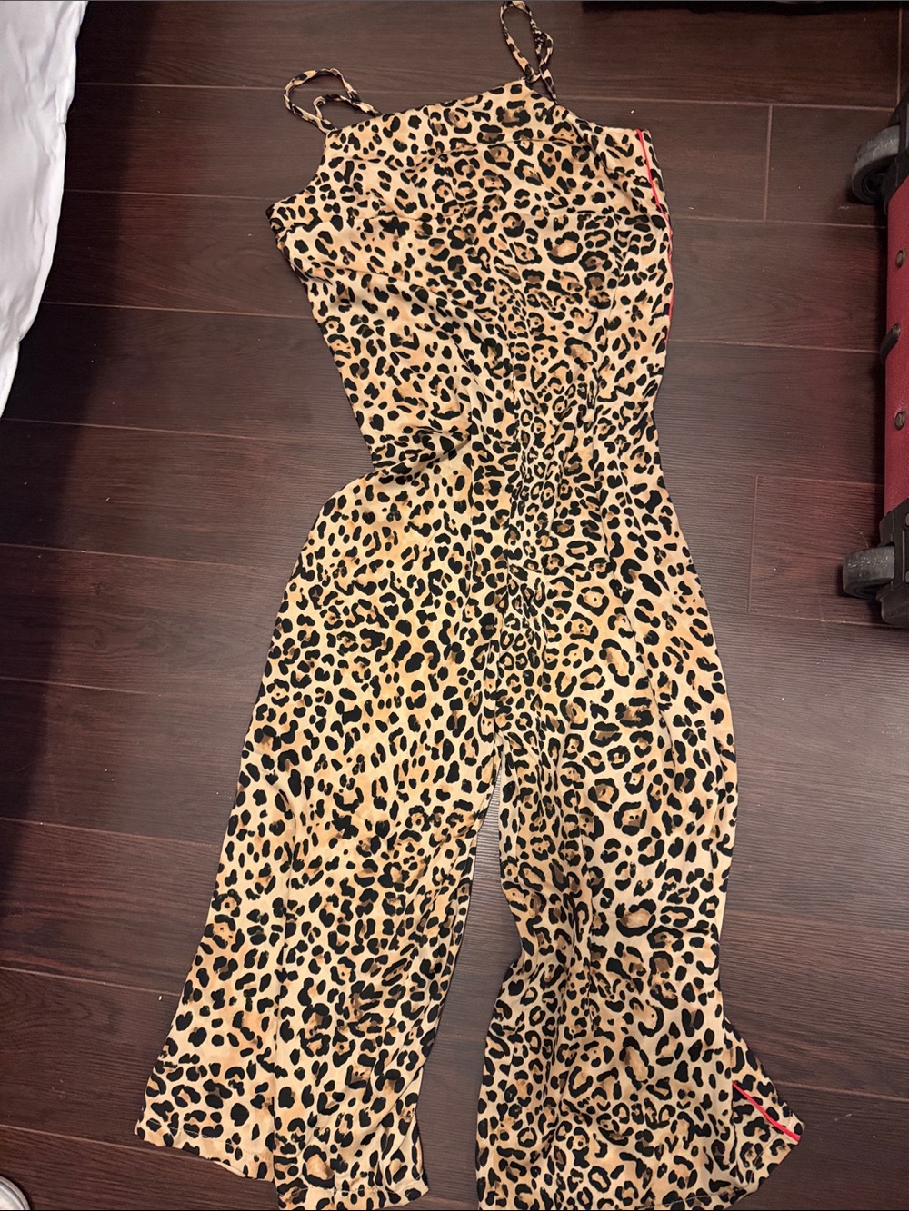 Topshop Leopard-Print Wide-Leg Jumpsuit in Tan and Black